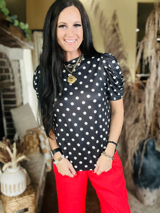 Dot Darling Short Sleeve Top-Short Sleeves-sterling kreek-Motis & Co Boutique, Women's Fashion Boutique in Carthage, Missouri