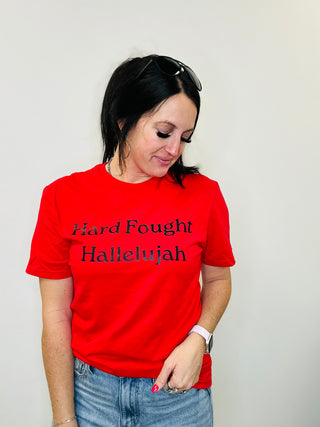 Hard Faught Red Graphic Tee-Graphic Tees-Motis & CO-Motis & Co Boutique, Women's Fashion Boutique in Carthage, Missouri