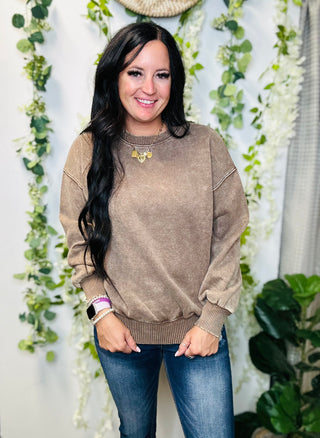 Alicia Oversized Pullover Mocha-Pullovers-Zenana-Motis & Co Boutique, Women's Fashion Boutique in Carthage, Missouri