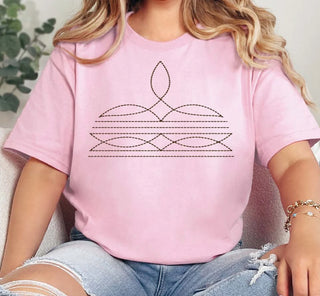 Western Boot Stitch Pink Graphic Tee-Graphic Tees-The Lattimore Claim-Motis & Co Boutique, Women's Fashion Boutique in Carthage, Missouri