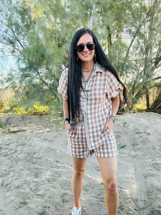 Cara Checkered Top and Short Set-Shorts-Very J-Motis & Co Boutique, Women's Fashion Boutique in Carthage, Missouri