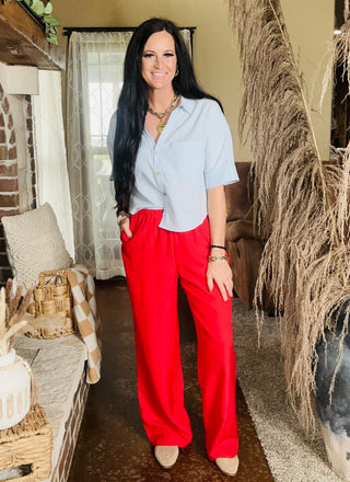 Crew Relaxed Red Drawstring Pants-Pants-HYFVE-Motis & Co Boutique, Women's Fashion Boutique in Carthage, Missouri