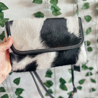 Cow Print Hair On Myra Crossbody Bag-Handbags-myra-Motis & Co Boutique, Women's Fashion Boutique in Carthage, Missouri