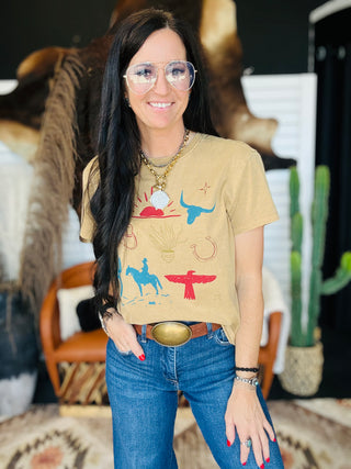 Carlie Cowboy Things Boxy Tee-Graphic Tees-Varsity Rodeo-Motis & Co Boutique, Women's Fashion Boutique in Carthage, Missouri