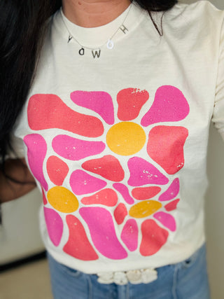 Mindy Flower Power Graphic Tee-Graphic Tees-Howdy Hanny-Motis & Co Boutique, Women's Fashion Boutique in Carthage, Missouri