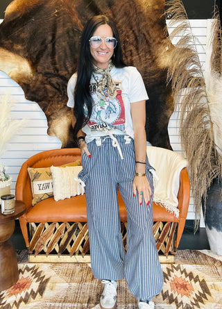 Beau Navy Striped Woven Jogger Pants