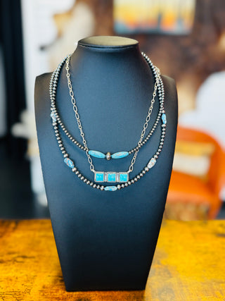 Desert Golden Hills Turquoise & Pearl Necklace