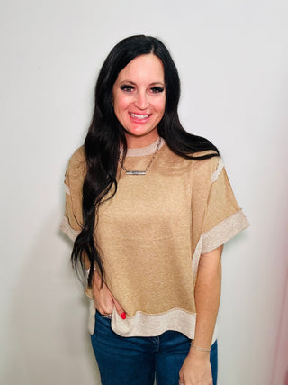 Marissa Oversize Camel Top-Short Sleeves-Zenana-Motis & Co Boutique, Women's Fashion Boutique in Carthage, Missouri