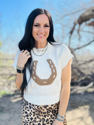 Hadley Horseshoe Sweater Vest-Sweaters-Star Drop-Motis & Co Boutique, Women's Fashion Boutique in Carthage, Missouri