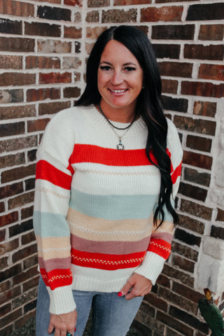 Kelly Multi Color Striped Sweater-Sweaters-MOTIS-Motis & Co Boutique, Women's Fashion Boutique in Carthage, Missouri