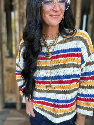 Beck Striped Chenille Boxy Sweater-Sweaters-POL-Motis & Co Boutique, Women's Fashion Boutique in Carthage, Missouri