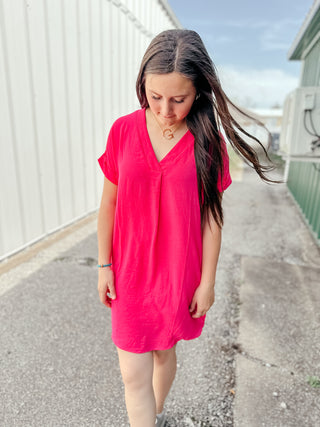 Kris Krinkle Pink Knit Dress-Dresses-staccato-Motis & Co Boutique, Women's Fashion Boutique in Carthage, Missouri