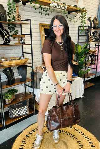Landon Polka Dot Fleece Shorts-Shorts-Papermoon-Motis & Co Boutique, Women's Fashion Boutique in Carthage, Missouri