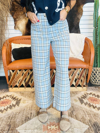 Aden Blue Plaid Cropped Pants-Pants-ee: some-Motis & Co Boutique, Women's Fashion Boutique in Carthage, Missouri