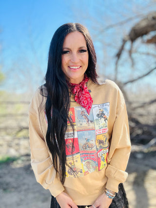 Vinny Vintage Cowboy Poster Sweatshirt-graphic Sweatshirt-Tres Bien-Motis & Co Boutique, Women's Fashion Boutique in Carthage, Missouri