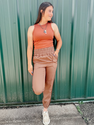 Jade Ribbed Basic Tank Top Copper-Tanks-staccato-Motis & Co Boutique, Women's Fashion Boutique in Carthage, Missouri