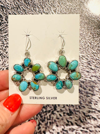 Hada Authentic Turquoise Dangle Cluster Earrings-Earrings-Motis & CO-Motis & Co Boutique, Women's Fashion Boutique in Carthage, Missouri