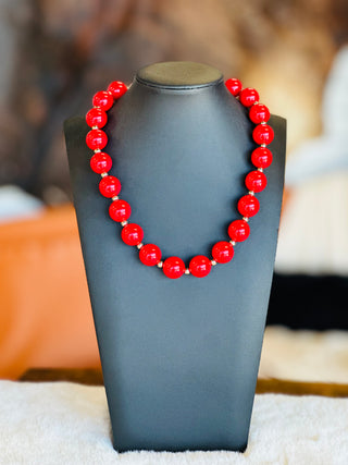 Vinita Chunky Beaded Red Necklace-Necklace-What's Hot-Motis & Co Boutique, Women's Fashion Boutique in Carthage, Missouri