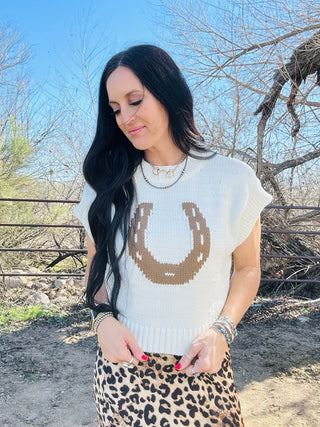 Hadley Horseshoe Sweater Vest-Sweaters-Star Drop-Motis & Co Boutique, Women's Fashion Boutique in Carthage, Missouri