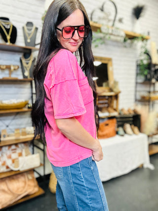 Keep It Simple Pocket Tee Pink-Short Sleeves-Very J-Motis & Co Boutique, Women's Fashion Boutique in Carthage, Missouri