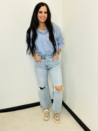 Cane Boyfriend Risen Destroyed Knee Jeans-jeans-Risen-Motis & Co Boutique, Women's Fashion Boutique in Carthage, Missouri