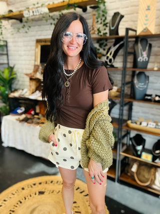 Landon Polka Dot Fleece Shorts-Shorts-Papermoon-Motis & Co Boutique, Women's Fashion Boutique in Carthage, Missouri