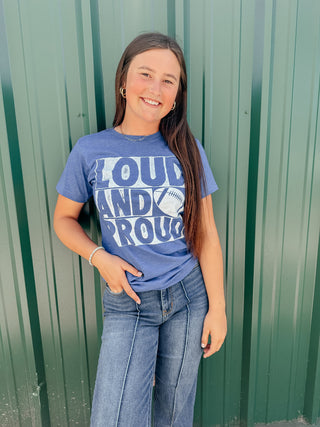 Loud and Proud Blue Graphic Tee-Graphic Tees-P&PD-Motis & Co Boutique, Women's Fashion Boutique in Carthage, Missouri