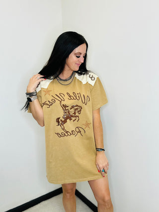 Wild West Rodeo Western T-Shirt Dress-Dresses-Blue B-Motis & Co Boutique, Women's Fashion Boutique in Carthage, Missouri