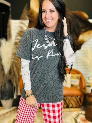 Jesus is King Black Leopard Graphic Tee-Graphic Tees-Wicker Road-Motis & Co Boutique, Women's Fashion Boutique in Carthage, Missouri