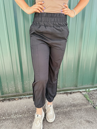 Joey High Waisted Black Jogger Pants-Joggers-Very J-Motis & Co Boutique, Women's Fashion Boutique in Carthage, Missouri