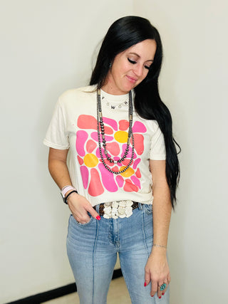 Mindy Flower Power Graphic Tee-Graphic Tees-Howdy Hanny-Motis & Co Boutique, Women's Fashion Boutique in Carthage, Missouri