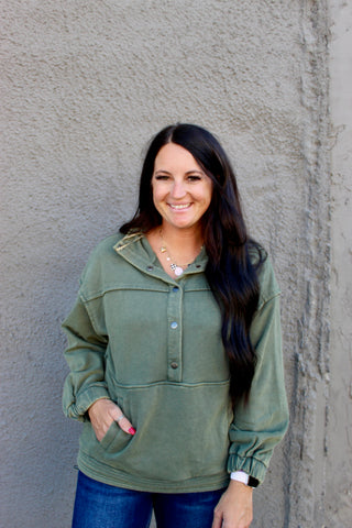 Harmony Mineral Washed Green Sweatshirt-Pullovers-Very J-Motis & Co Boutique, Women's Fashion Boutique in Carthage, Missouri