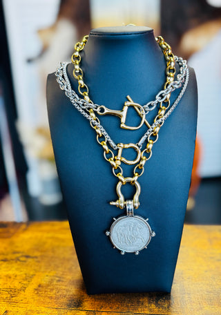 Running Horses Coin Necklace-Necklaces-V2-Motis & Co Boutique, Women's Fashion Boutique in Carthage, Missouri