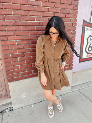 Willow Vintage Brown Baby Doll Dress-Dresses-Jodifl-Motis & Co Boutique, Women's Fashion Boutique in Carthage, Missouri