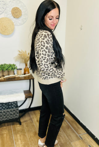 Leopard Print Gold Button Cardigan - Stella-Cardigans-staccato-Motis & Co Boutique, Women's Fashion Boutique in Carthage, Missouri