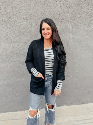 Becca Black Knit Cardigan-Cardigans-MOTIS-Motis & Co Boutique, Women's Fashion Boutique in Carthage, Missouri