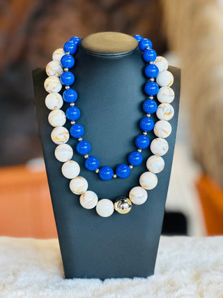 Vinita Chunky Beaded Blue Necklace-Necklace-What's Hot-Motis & Co Boutique, Women's Fashion Boutique in Carthage, Missouri