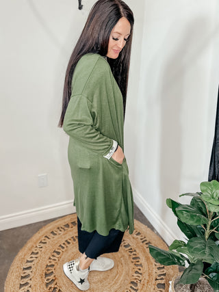 Catch Me Cardigan Olive-Cardigans-Haptics-Motis & Co Boutique, Women's Fashion Boutique in Carthage, Missouri