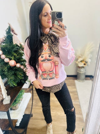 Bling Christmas Nutcracker Pink Pullover-graphic Sweatshirt-La Mousey-Motis & Co Boutique, Women's Fashion Boutique in Carthage, Missouri