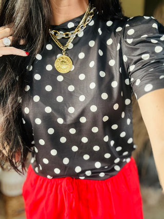 Dot Darling Short Sleeve Top-Short Sleeves-sterling kreek-Motis & Co Boutique, Women's Fashion Boutique in Carthage, Missouri
