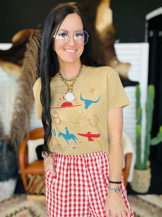 Carlie Cowboy Things Boxy Tee-Graphic Tees-Varsity Rodeo-Motis & Co Boutique, Women's Fashion Boutique in Carthage, Missouri