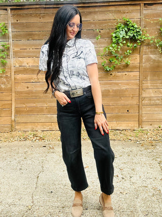 Madie Western Print Short Sleeve Blouse-Short Sleeves-Howdy Hanny-Motis & Co Boutique, Women's Fashion Boutique in Carthage, Missouri