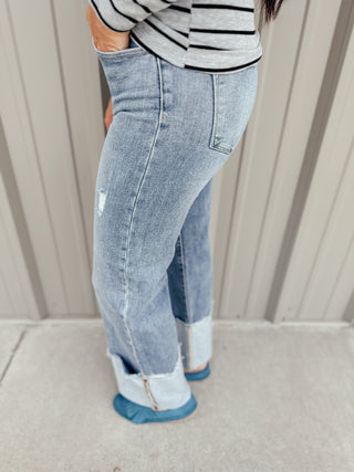 Leo Wide Cuffed Straight Jeans-Jeans-Risen-Motis & Co Boutique, Women's Fashion Boutique in Carthage, Missouri