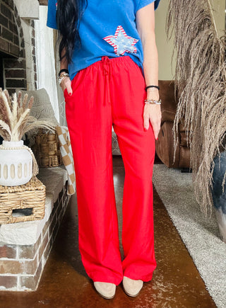 Crew Relaxed Red Drawstring Pants-Pants-HYFVE-Motis & Co Boutique, Women's Fashion Boutique in Carthage, Missouri