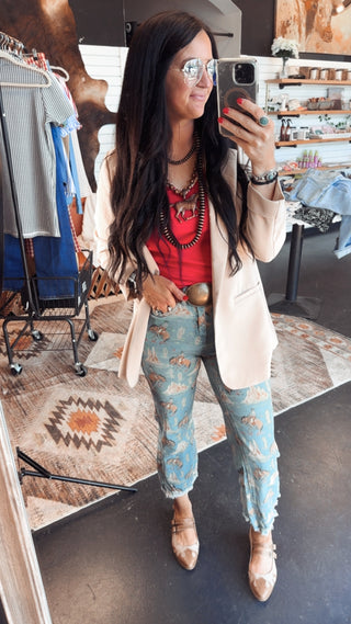 Cowboy Canyon Western Print Jeans-Jeans-sterling kreek-Motis & Co Boutique, Women's Fashion Boutique in Carthage, Missouri