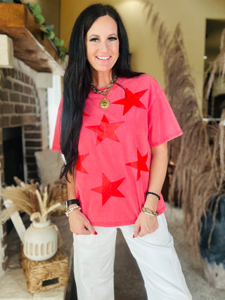 Stella Relaxed Red Star Tee-Graphic Tees-Pretty Bash-Motis & Co Boutique, Women's Fashion Boutique in Carthage, Missouri
