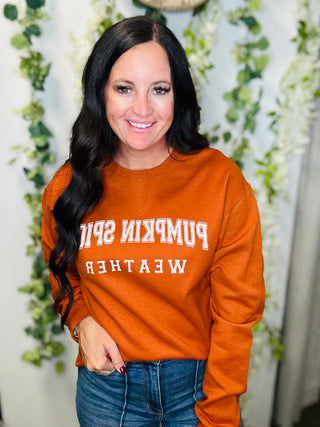 Pumpkin Spice Weather Sweatshirt-Pullovers-Southern Attitude Designs-Motis & Co Boutique, Women's Fashion Boutique in Carthage, Missouri