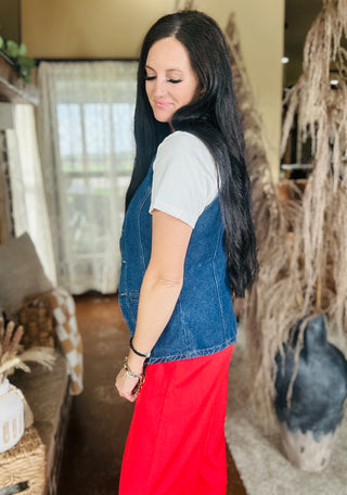 Bonnie Button Front Denim vest-sleeveless-HYFVE-Motis & Co Boutique, Women's Fashion Boutique in Carthage, Missouri