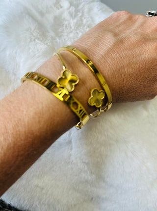 Gold Water Resistant Bangle Bracelet | The Roman-Bracelets-Accessories Galore-Motis & Co Boutique, Women's Fashion Boutique in Carthage, Missouri