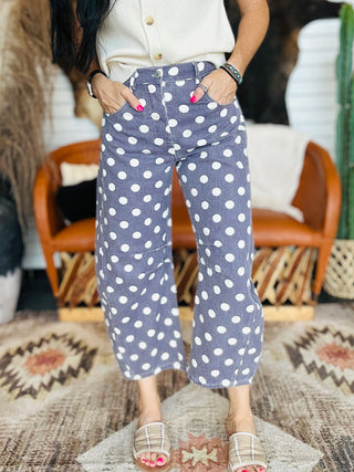Hank Polka Dot Barrel Pants - Plum-Pants-ee: some-Motis & Co Boutique, Women's Fashion Boutique in Carthage, Missouri
